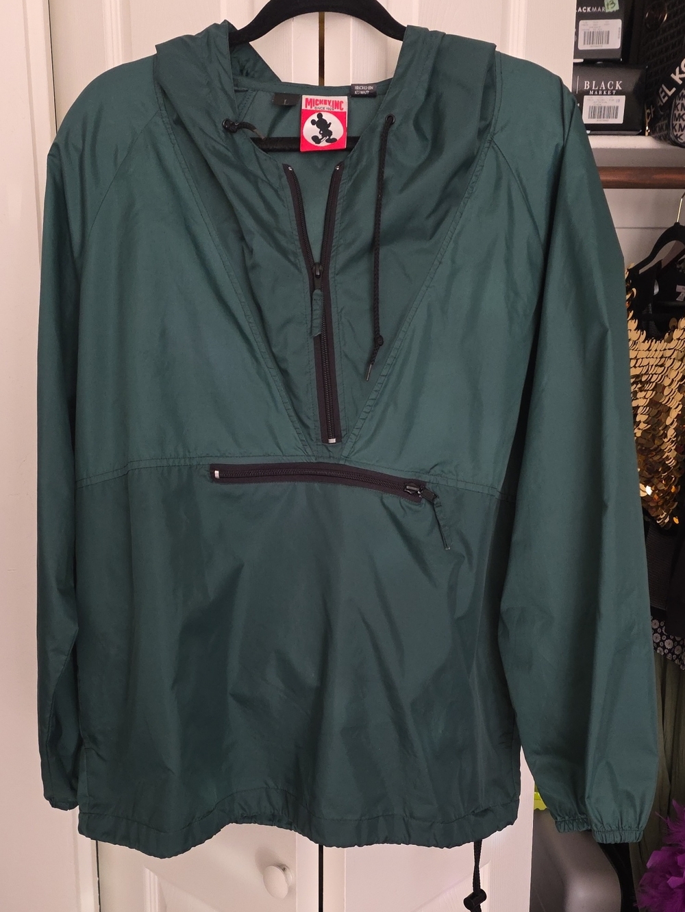 Disney Dark Green Pullover Windbreaker with Mickey Tag